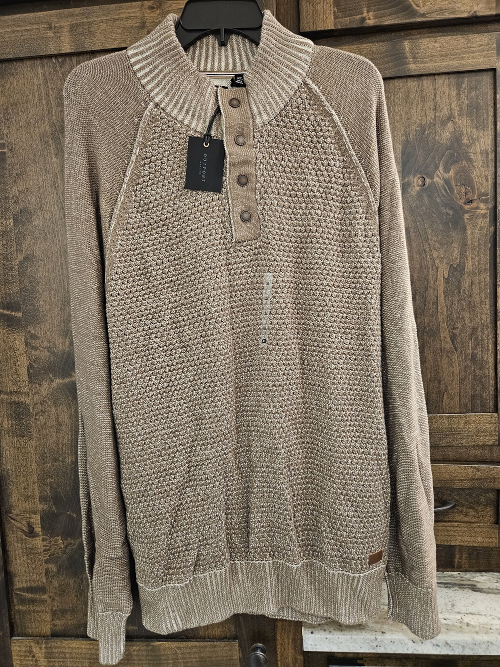 Mens Vintage Style Knit Henley Sweater